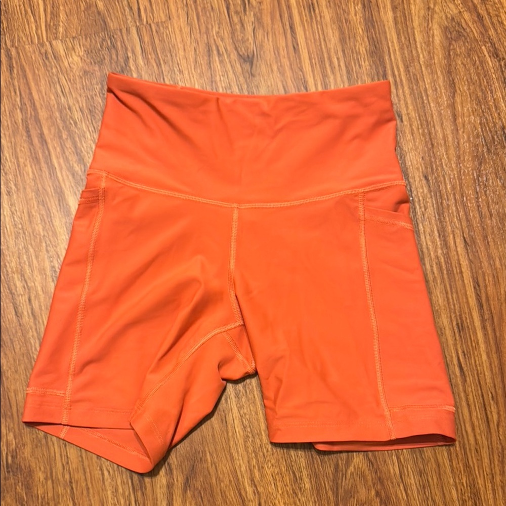 Old Navy Orange Bike Shorts High Waist Stretch